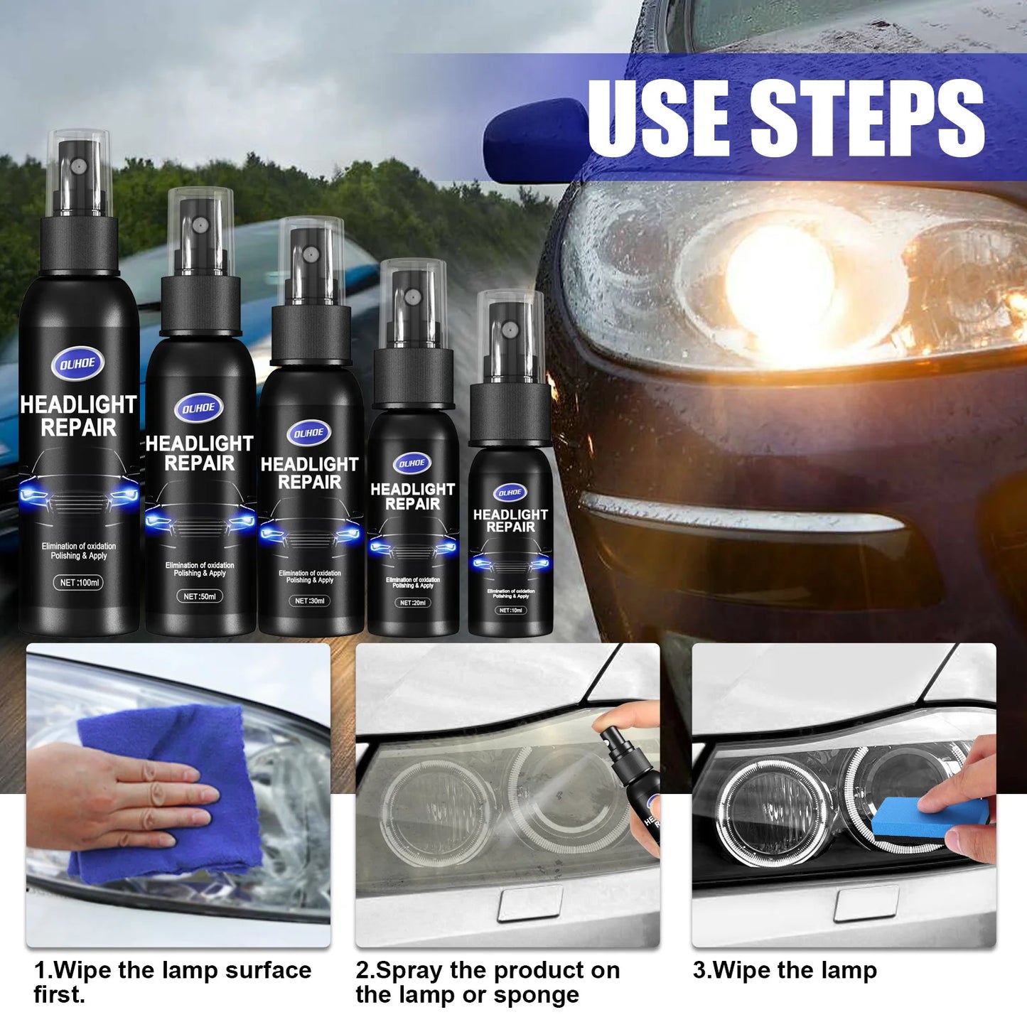 Car Headlight Restoration Polishing Kits