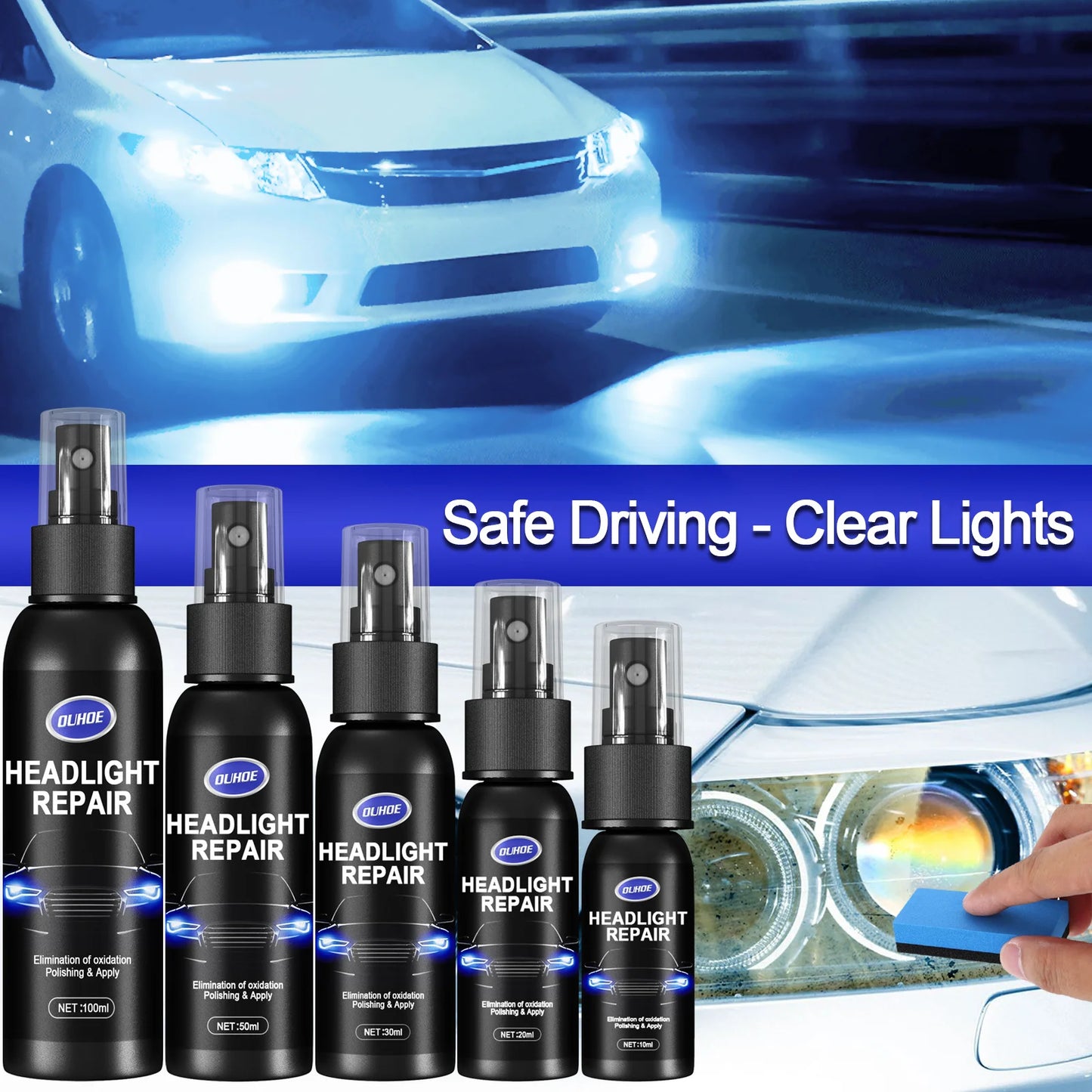 Car Headlight Restoration Polishing Kits