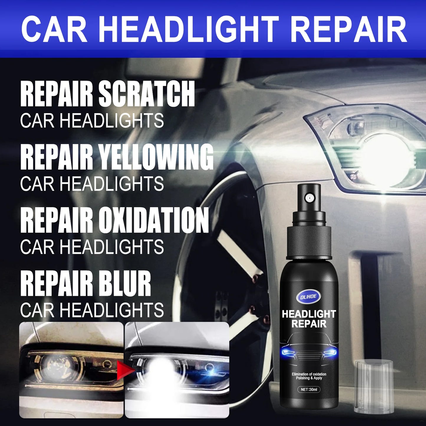 Car Headlight Restoration Polishing Kits